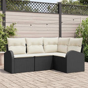 Set Divano da Giardino 4 pcs Nero polyrattan 3346017