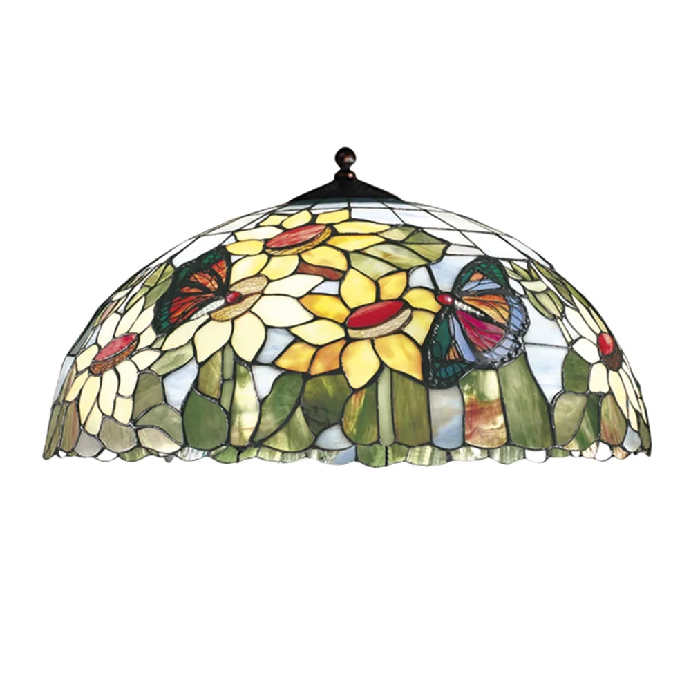 Paralume Tiffany In Vetro Decorato Multicolor D. 45Cm Per Sospensione