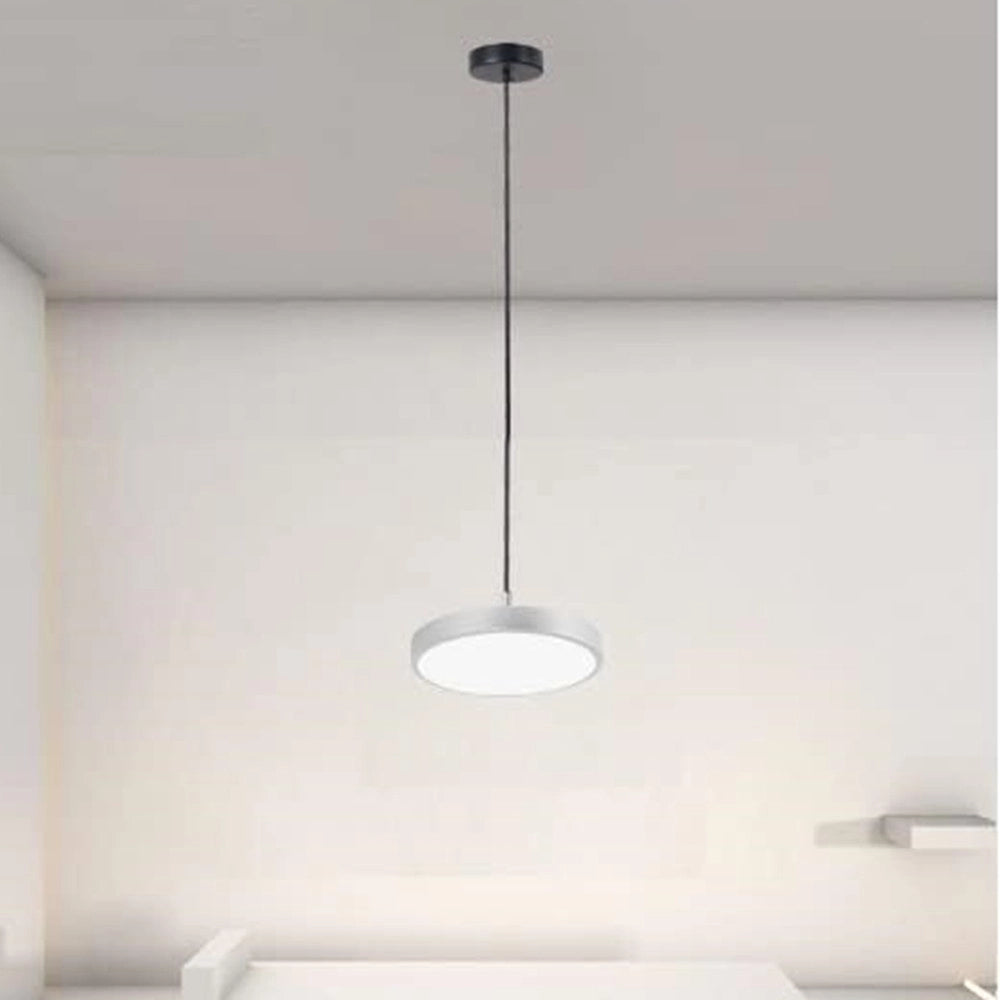 Trade Shop - Lampadario A Sospensione Led 40w Argento Cerchio Tondo Moderno Minimal Luce 6500k 32941 -