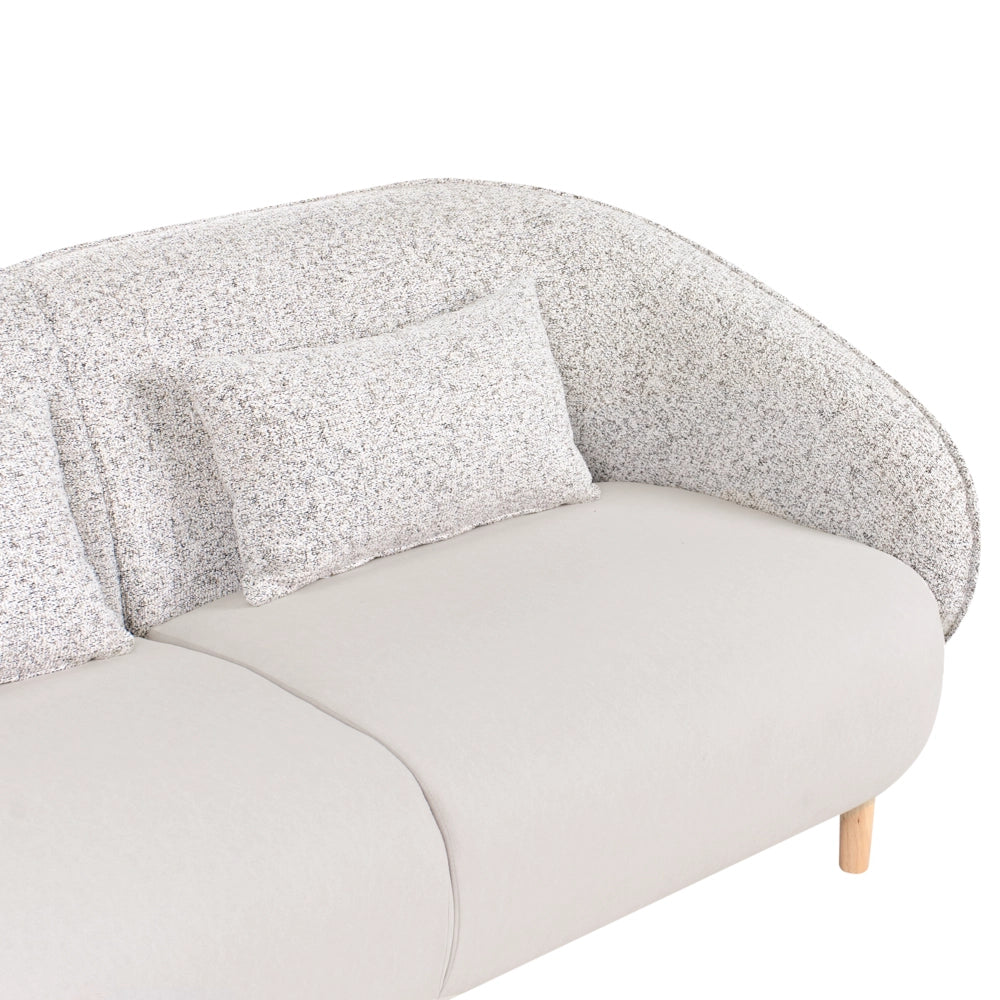 Divano a 3 posti Beige Chiaro Due Tessuti Tessuto Poliestere Morbido Design Curvo Stile Arte Decor Moderna