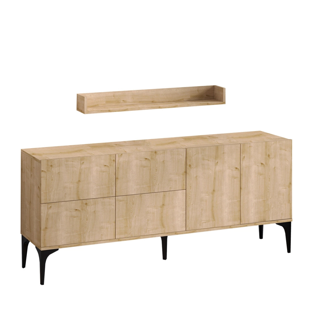 Credenza in legno "Stella" - 180 x 40 x 55 cm - Rovere Zaffiro
