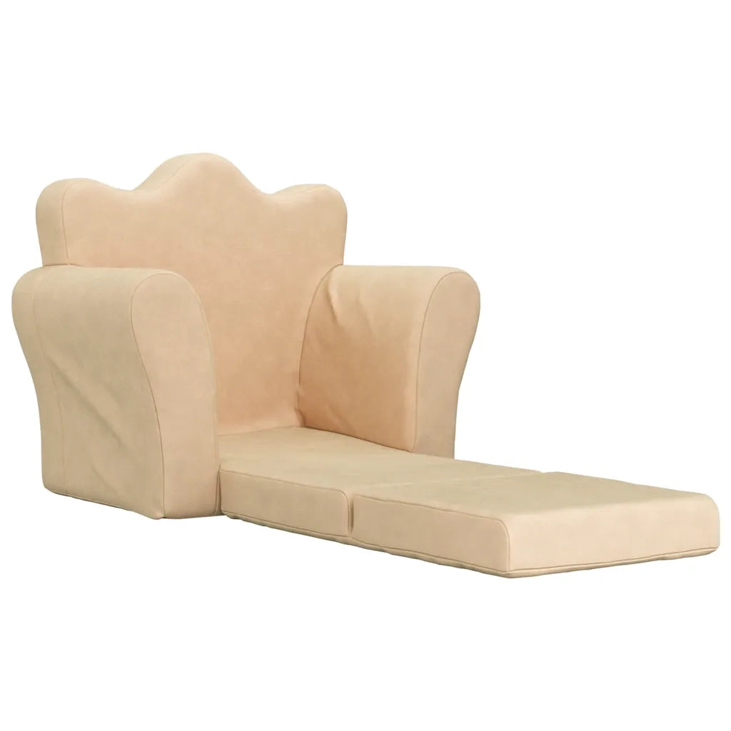 Divano Letto per Bambini-Sofa Letto-Daybed-Divanetto Crema in Morbido Peluche 224009