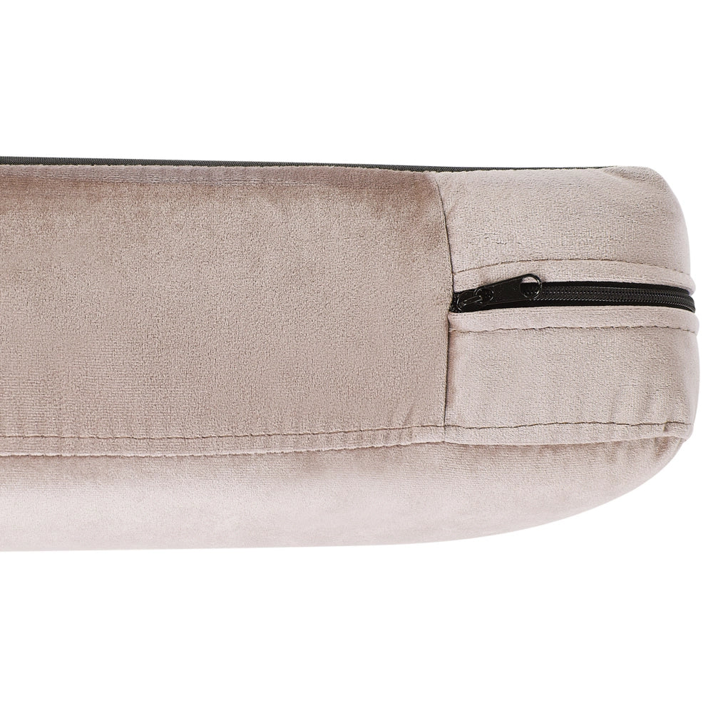 Poltrona Taupe Tessuto Velluto Rivestimento Gambe In Metallo dorato Cuscini Seduta E Schienale Sfoderabili Stile Retrò Glam