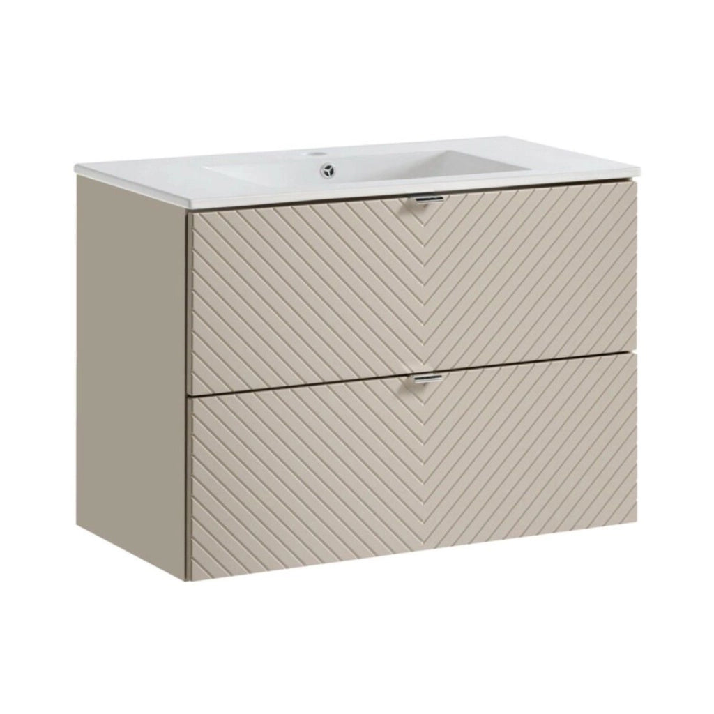Set da bagno AOKI: mobile sotto lavabo con cassetti 80cm + lavabo bianco da incasso