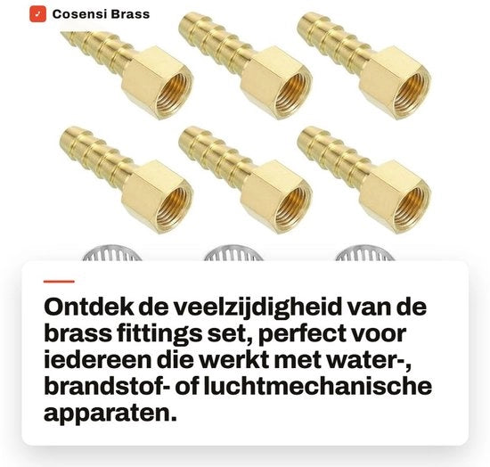Connesioni in ottone - 6 pezzi - Duraturo e resistente alla corrosione - Oro - Adattatore per tubi - Adatto per acqua, combustibile e aria