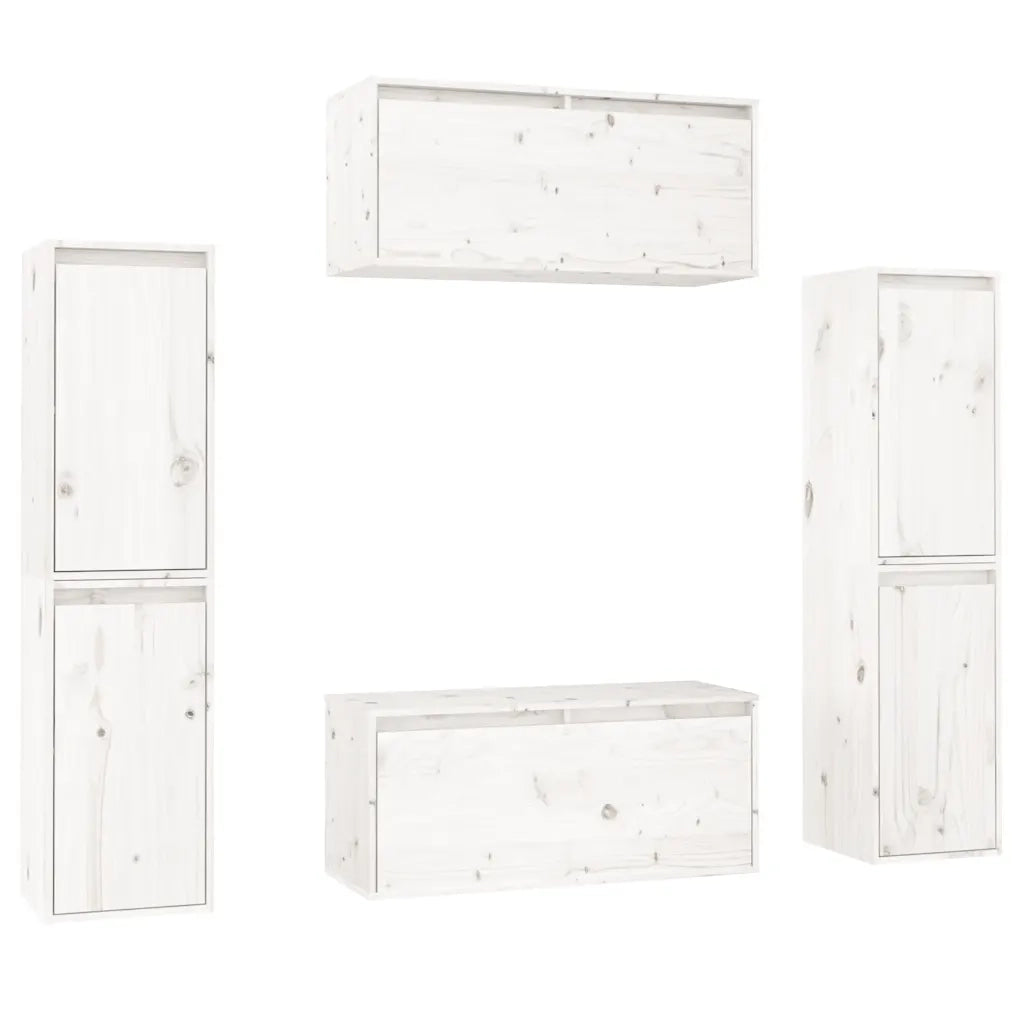 Mobili Porta TV 6 pz Bianchi in Legno Massello di Pino cod mxl 15240