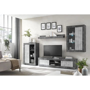 Set di mobili da soggiorno collezione BURA. Colore grigio effetto cemento.