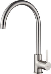 Grifone da Cucina con Alta Fuoriuscita, 246 mm, Rotativo 360 Gradi, Maniglia a Unico Movimento, Connettori G3/8 Pollici, Alta Pressione, Liscio, Matto