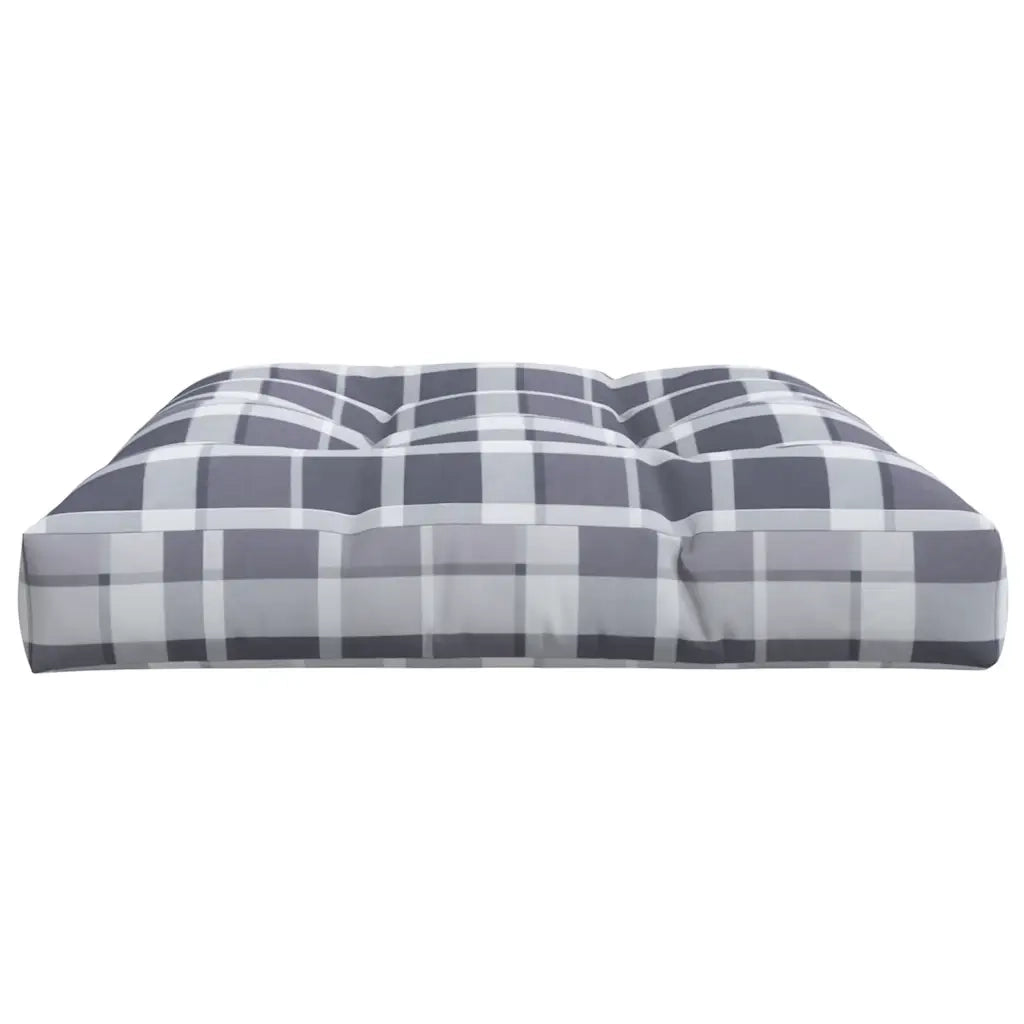 Cuscino per Pallet a Quadri Grigi 120x80x12 cm in Tessuto