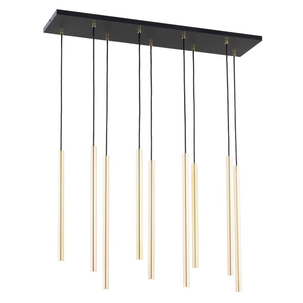 Lampada a sospensione Selter in acciaio nero e oro