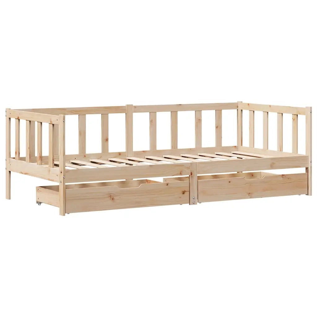 Letto singolo | Letto per adulti | Dormeuse con Cassetti 90x190 cm in Legno Massello Pino