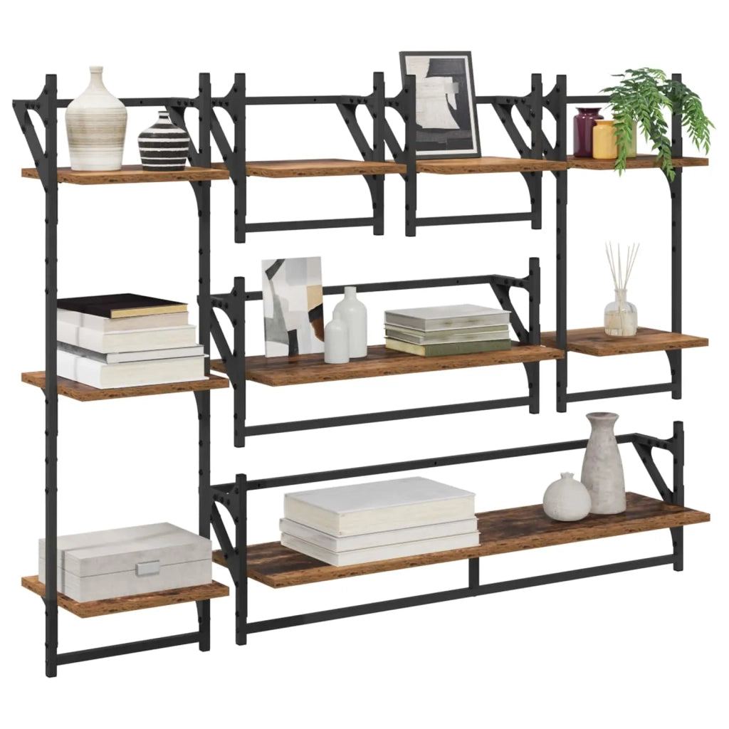 Set 6 pz Mensole da Parete | Scaffali a Parete | Ripiano a parete Legno vecchio 100 x 25 x 30 cm
