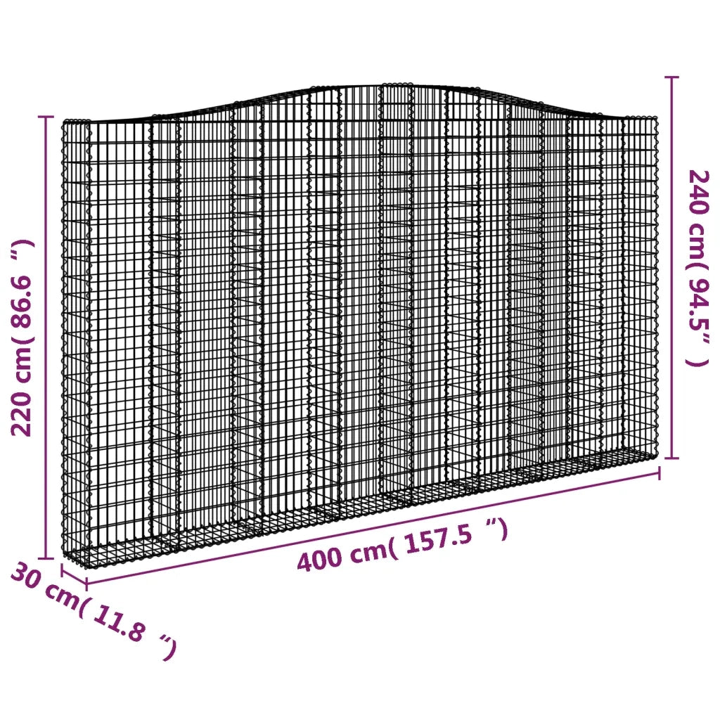 Cesto Gabbione ad Arco 400x30x220/240 cm Ferro Zincato 153411