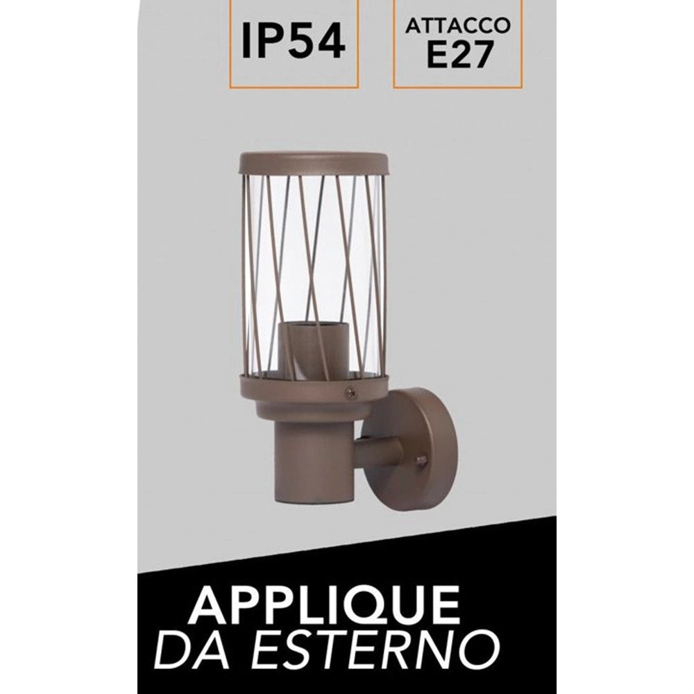 Trade Shop - Applique Lanterna Moderna Per Esterno In Alluminio Rosso Ruggine Attacco E27 Ip54 Esm-02c -