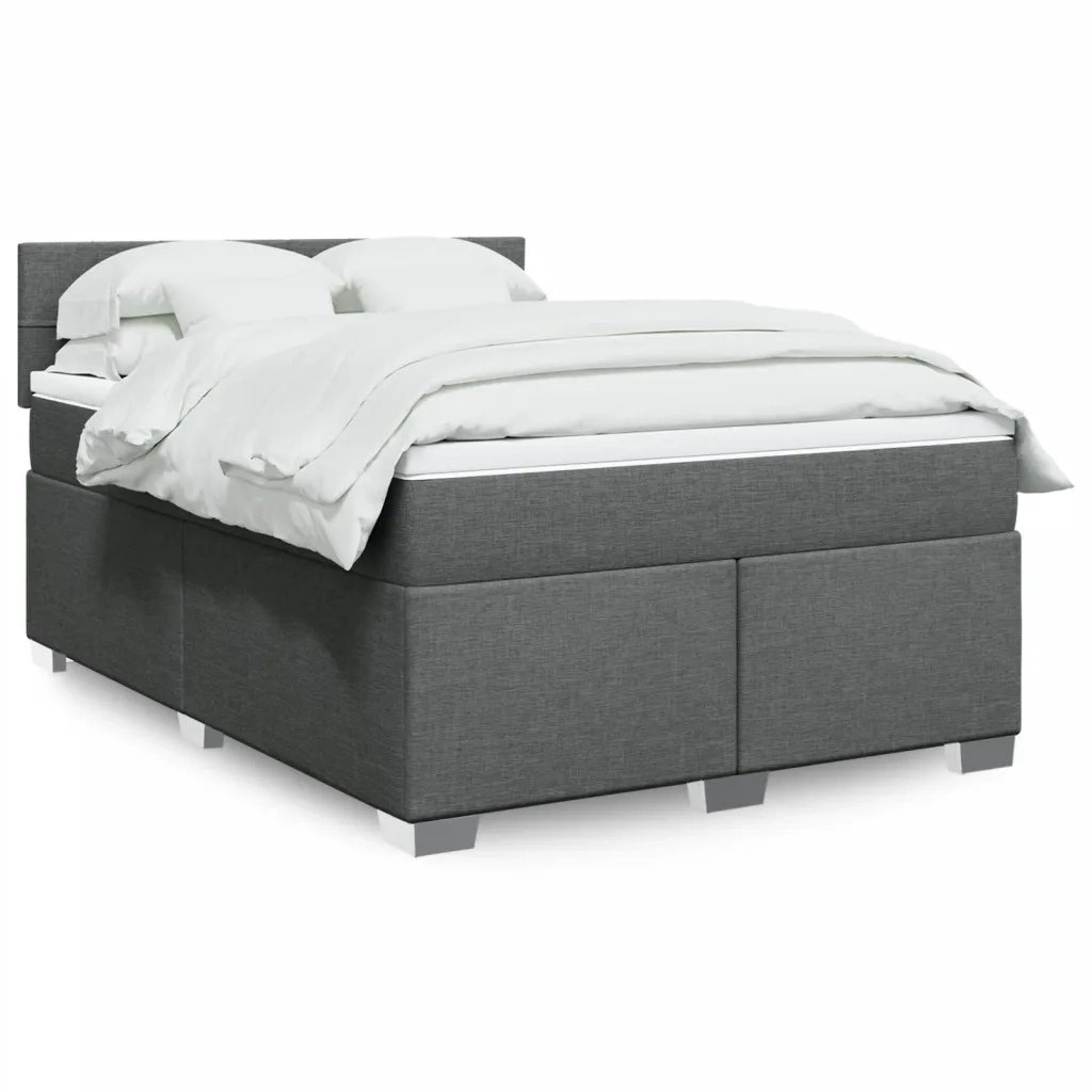 Giroletto a Molle con Materasso Grigio Scuro 160x200 cm Tessuto 3288240