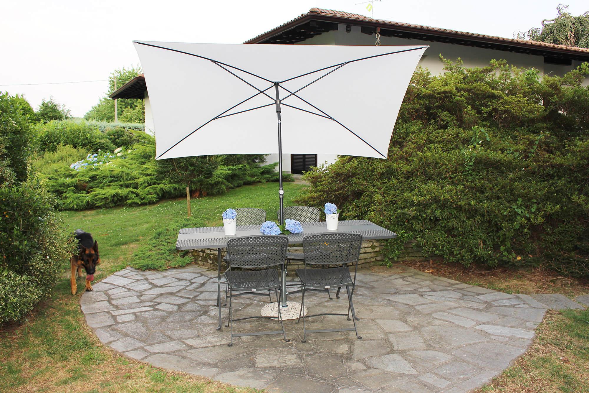 Ombrellone da Giardino 2,4x1,5 m Palo Ø27 mm in Acciaio Maffei Kronos Ecrù