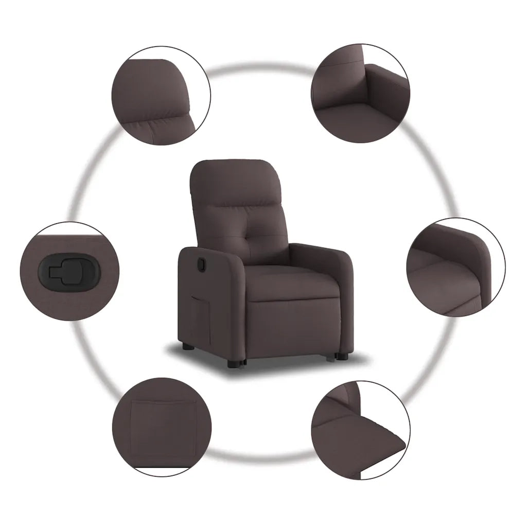Poltrona Alzapersona Reclinabile Marrone Scuro in Tessuto 3206800