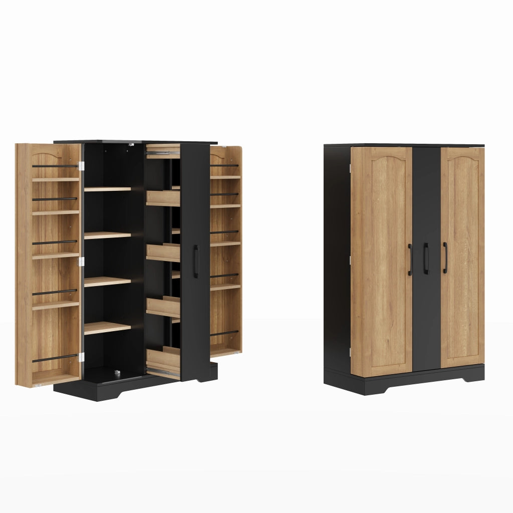 Credenza da cucina con doppia anta e ripiani regolabili, 120 × 78 × 35 cm, nero