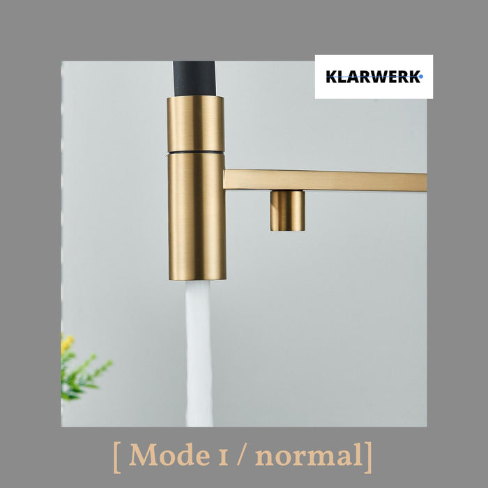 Lana | Rubinetto allungabile nero oro a 3 vie |Miscelatore cucina per acqua potabile in acciaio inossidabile - Girevole a 360° | Filtra 3 connessioni