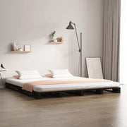 Letto a Pallet Nero 140x190 cm in Legno Massello di Pino 821441