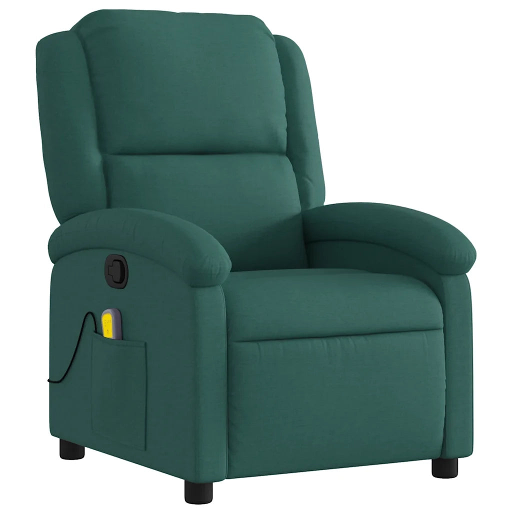 Divano Sedia-Poltrona Massaggiante Reclinabile Verde Scuro in Tessuto 886821