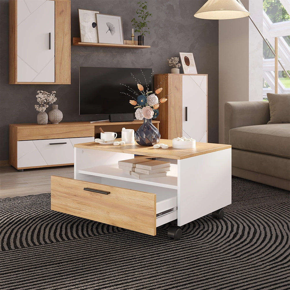 Vicco Tavolino Rovere bianco/dorato 70 x 52.4 cm