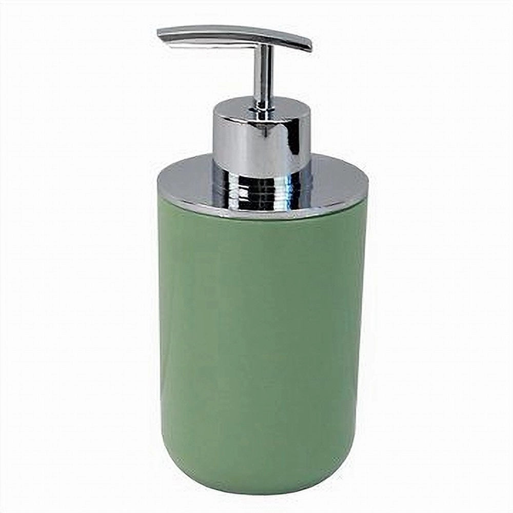 Trade Shop - Dispenser Porta Sapone Liquido Verde Silver Per Ricambio Accessorio Bagno 79874 -