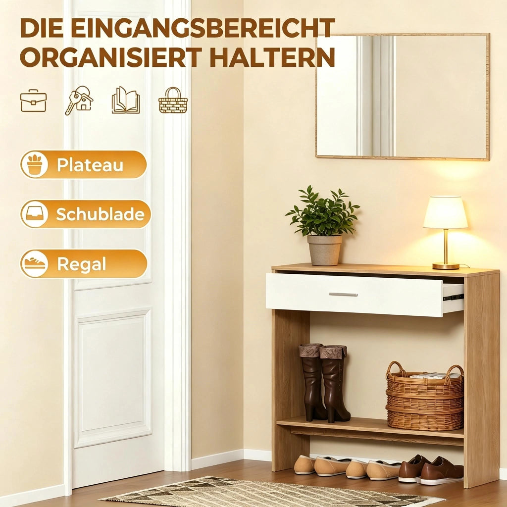 Elegante organizer per corridoio, moderno tavolo da trucco con specchio, consolle