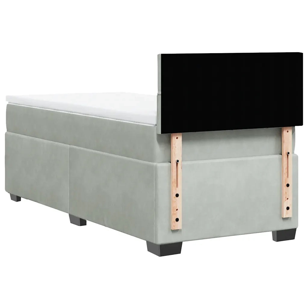 Giroletto a Molle con Materasso-Struttura Letto Grigio Chiaro 90x200 cm Velluto 575479
