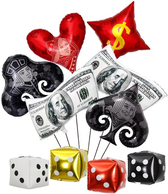 Decorazioni per Festa a Tema di Las Vegas - 10 pezzi - Festa di Poker e Gioco d'Azzardo - Decorazioni per Festa di Compleanno - Decorazioni per Festa con Dadi e Palle da Biliardo - Decorazione per Festa - Tema di Las Vegas - Decorazione per Festa