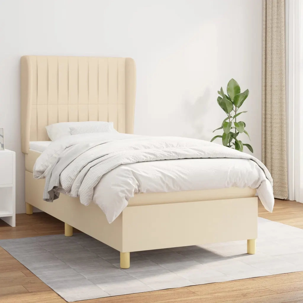 Giroletto a Molle con Materasso Crema 90x190 cm in Tessuto