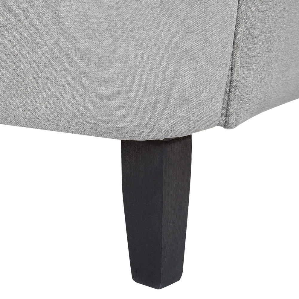 Poltrona Wingback Poltrona Grigio Tessuto Imbottito Con Braccioli Arrotolati Retro