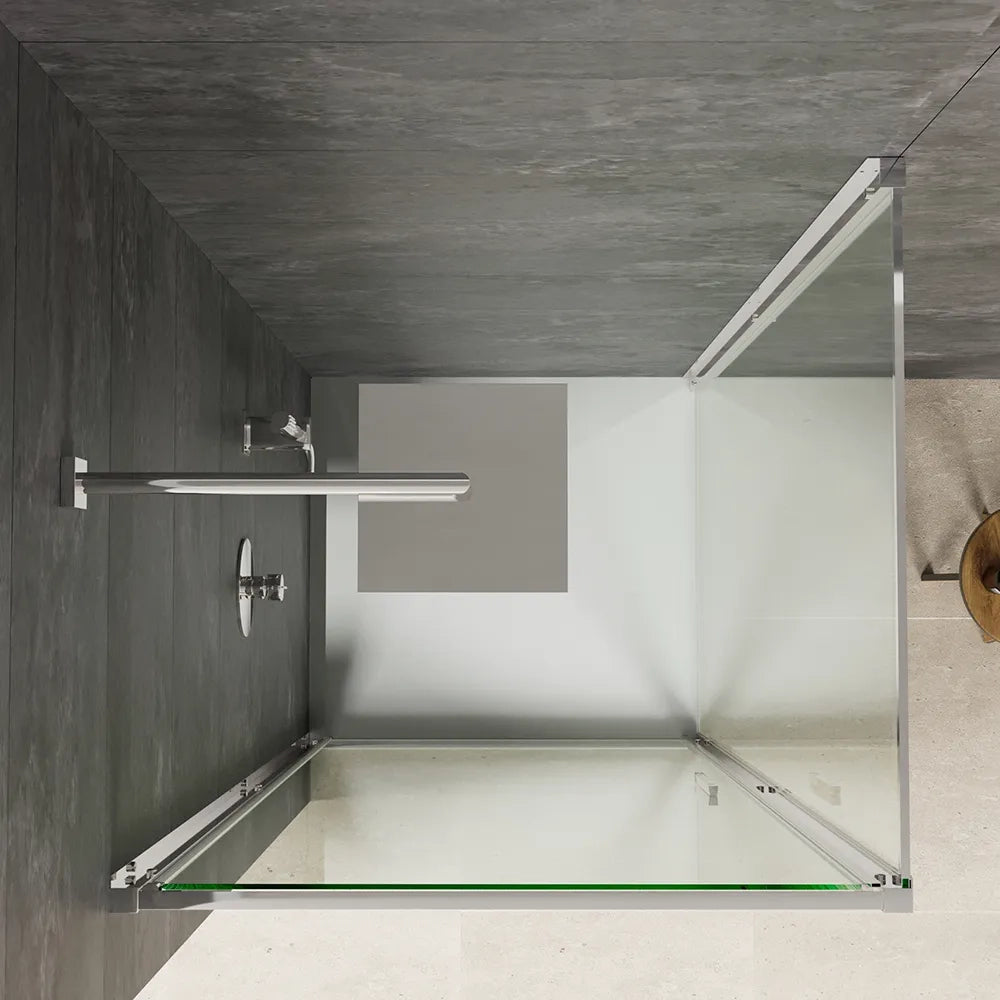 Box doccia slim 70x70cm con porta a battente e parete fissa profili cromati e vetro 6mm trasparente h190| Portofino