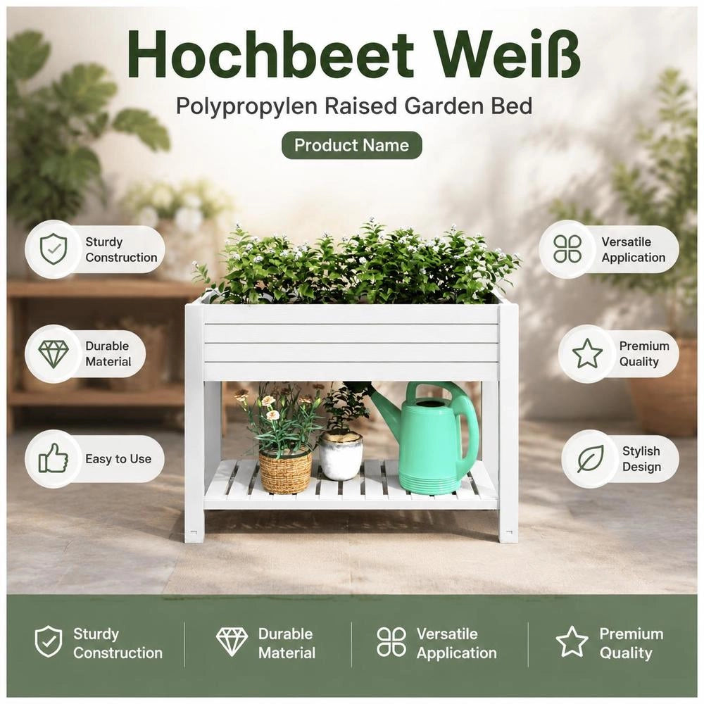 Raised Bed White 110x45x79 Cm Polypropylene