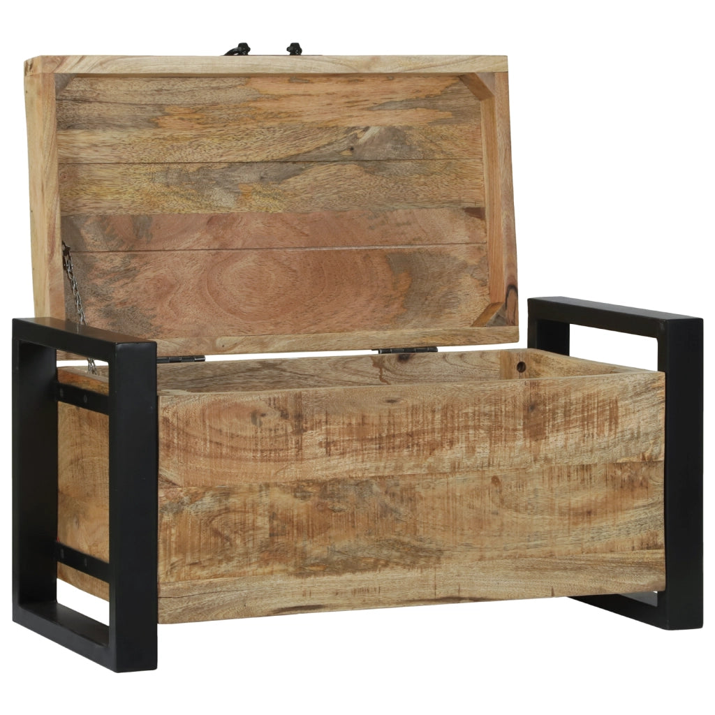 Baule di stoccaggio 60x30x30cm in legno massello di mango e metallo