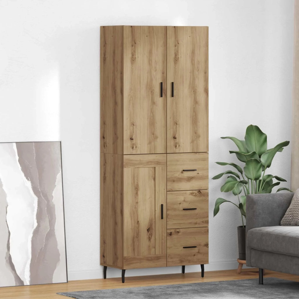 Credenza 2 pcs Rovere artigianale Legno Stratificato e Vetro 3415934