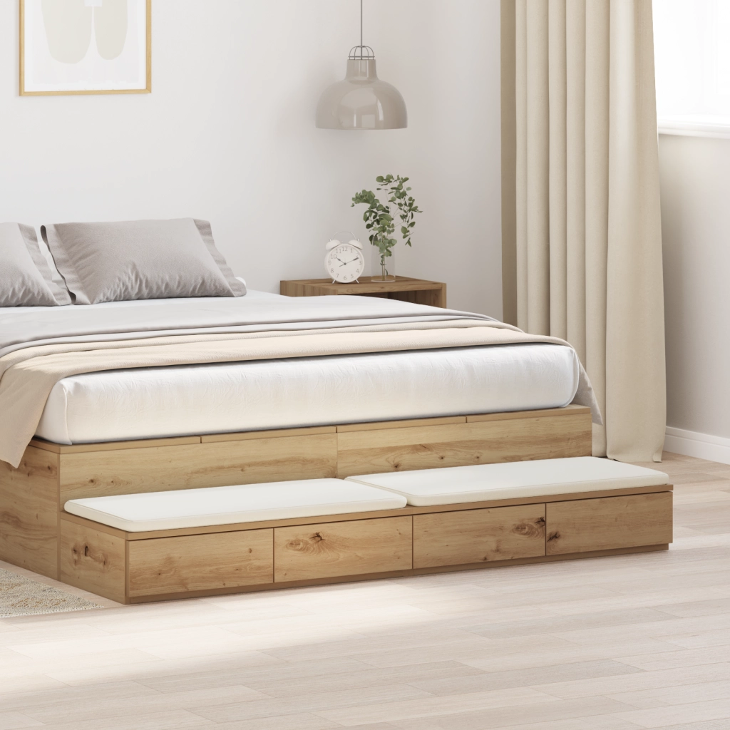 Cassetti per Letto Rovere Artigianale 135x36,5x16,5 cm in Legno Ingegnerizzato