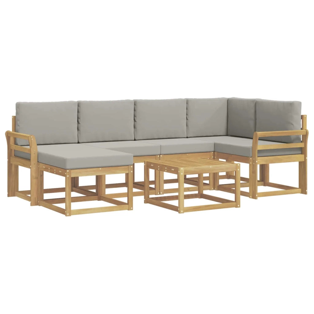 Set di divani da esterno 7 pcs Bianco e Grigio Chiaro 3387910
