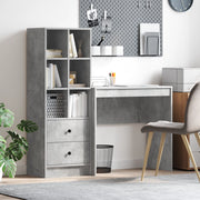 Scrivania con spazio di archiviazione in legno ingegnerizzato grigio cemento