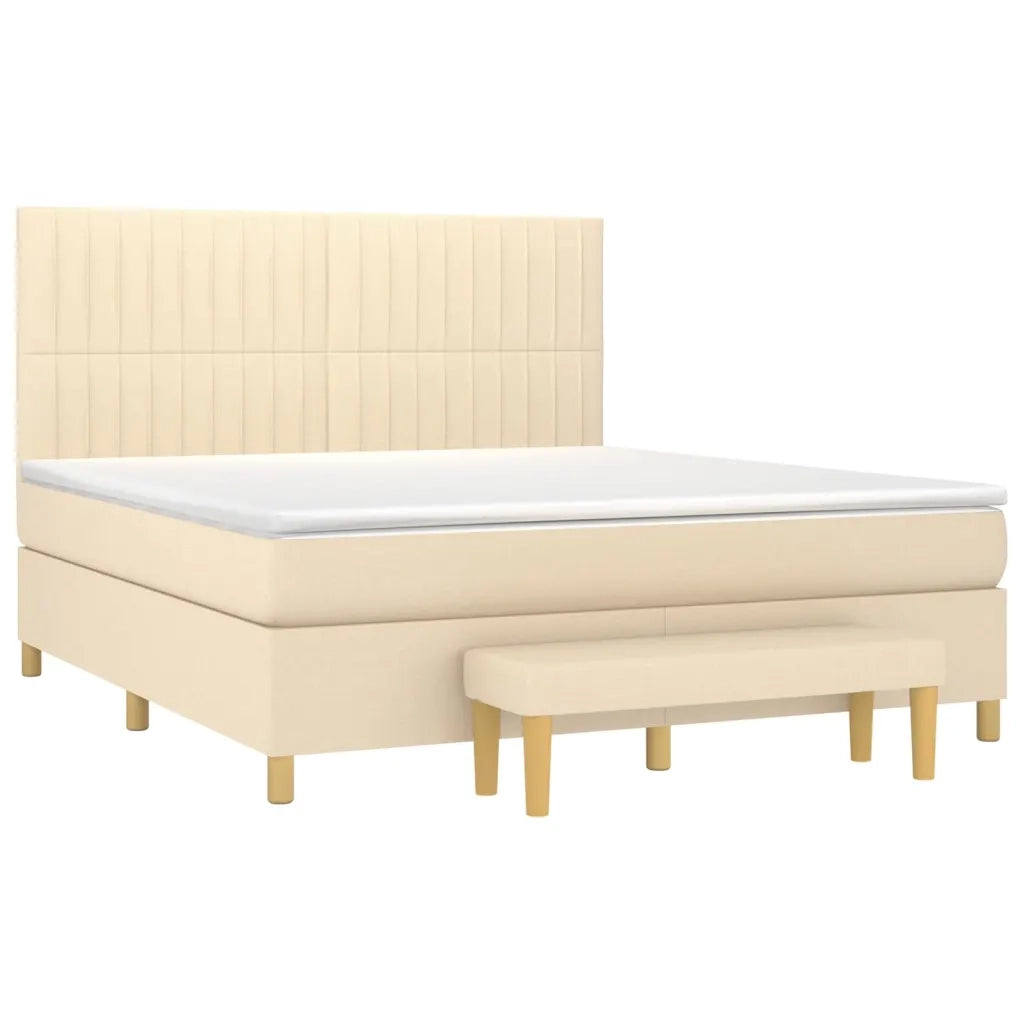 Giroletto a Molle con Materasso Crema 180x200 cm in Tessuto 3137338
