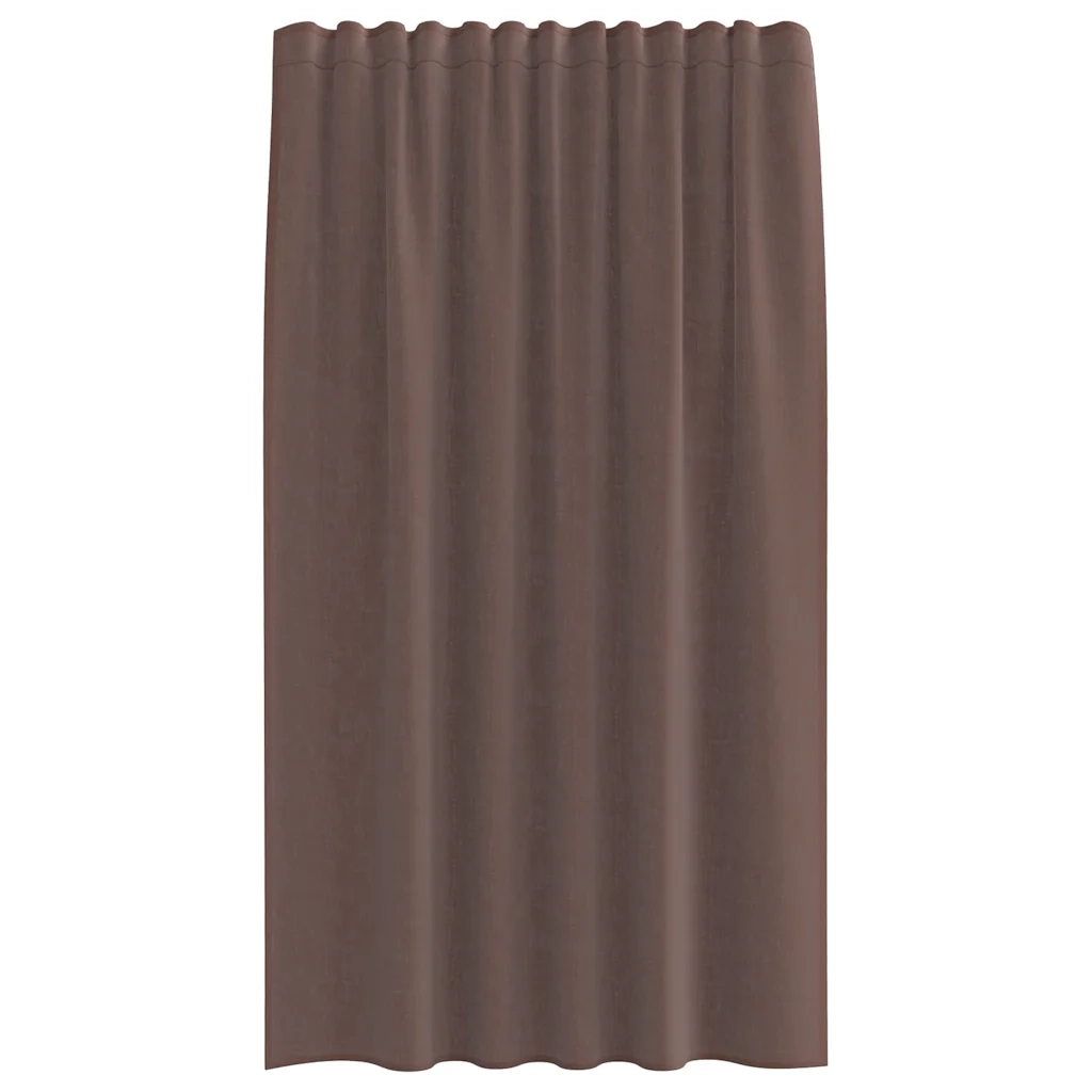 Tende in Voile con Tasche per Aste 2 pz Marrone