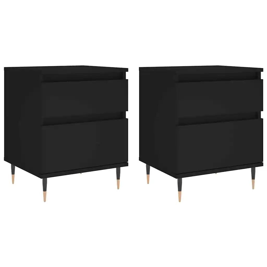 Comodini 2pz-Set di 2 Tavolino da notte Neri 40x35x50 cm in Legno Multistrato 480563