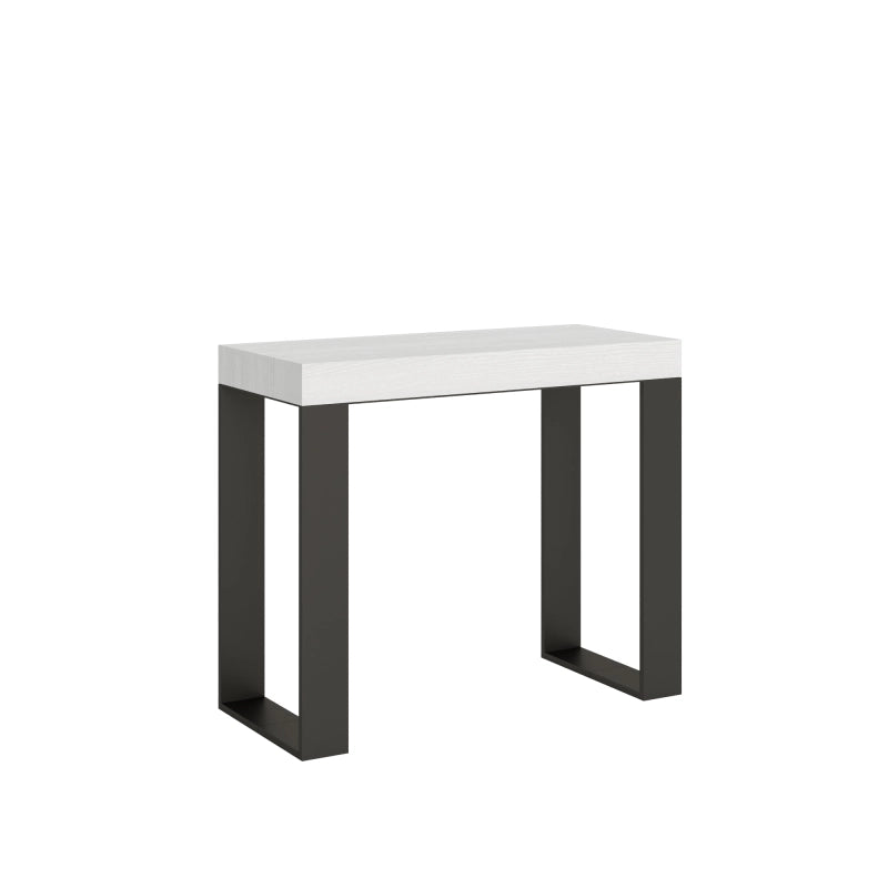 Consolle allungabile 90x40/196 cm Tecno Small Premium telaio Antracite - Bianco Frassino