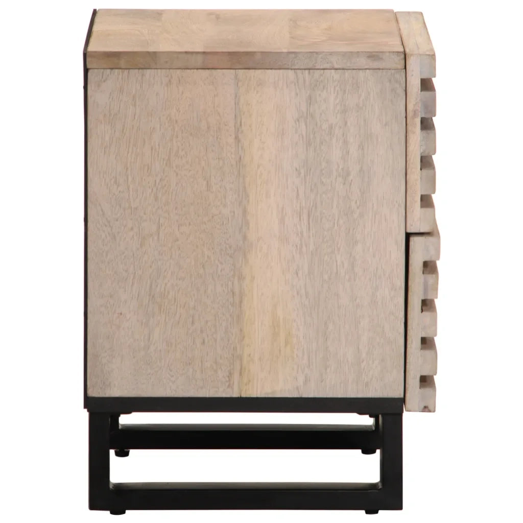 Comodino 40x34x46 cm in Legno Massello di Mango Sbiancato 377432