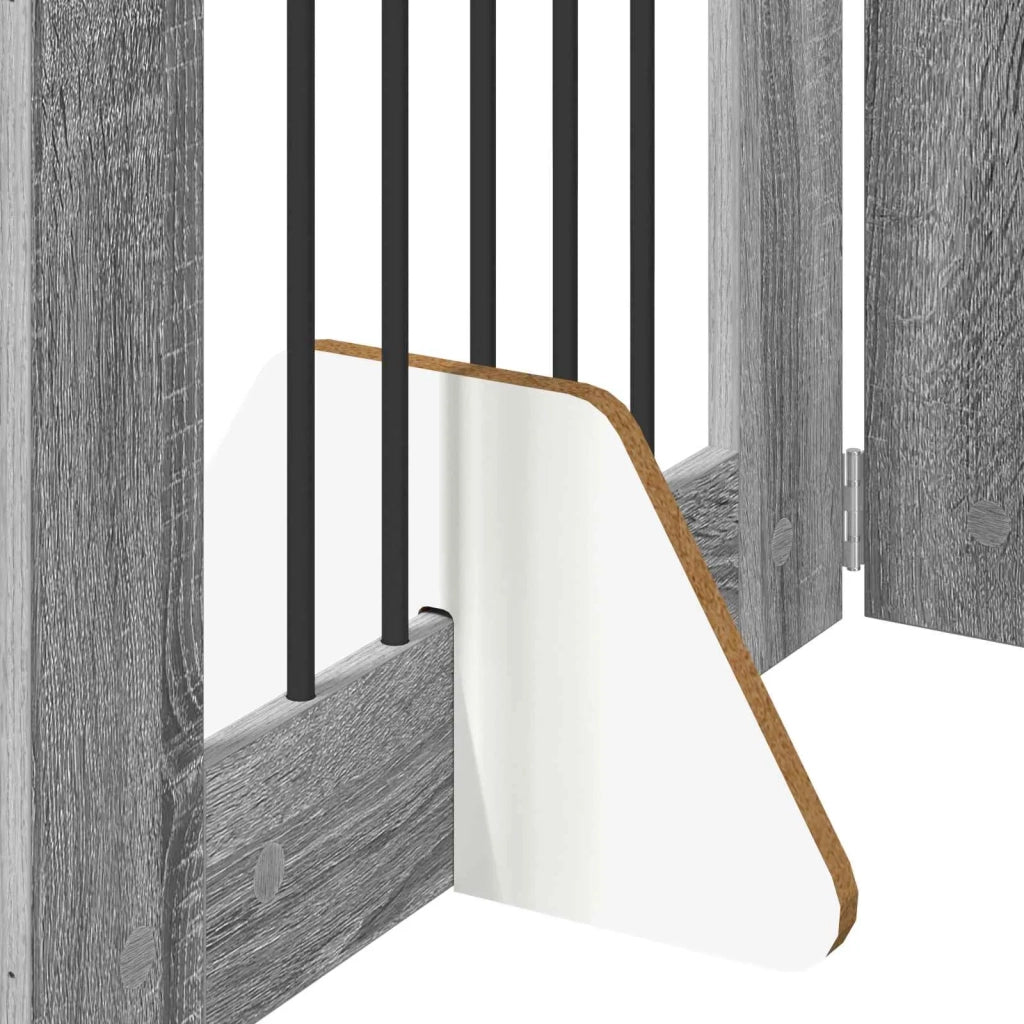 Cancello per cani con supporti 8 pz Grigio Sonoma 60 x 60 cm CFW8312655