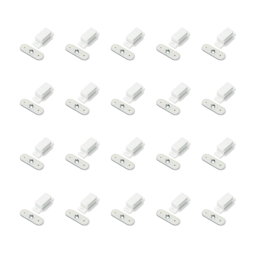Emuca Chiusura magnetica per ante, Acciaio e Plastica, Bianco, 20 u.