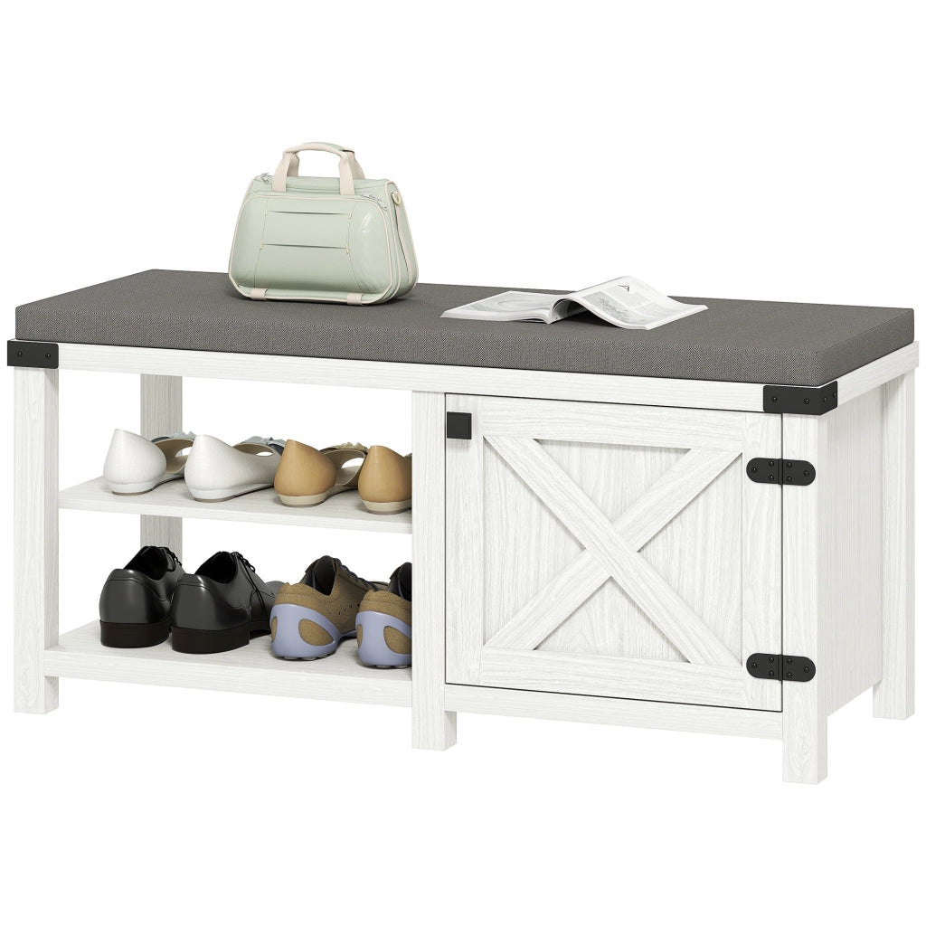 Scarpiera con Seduta ¨C zephmum ¨C Bianco Grigio 100x40x48 cm