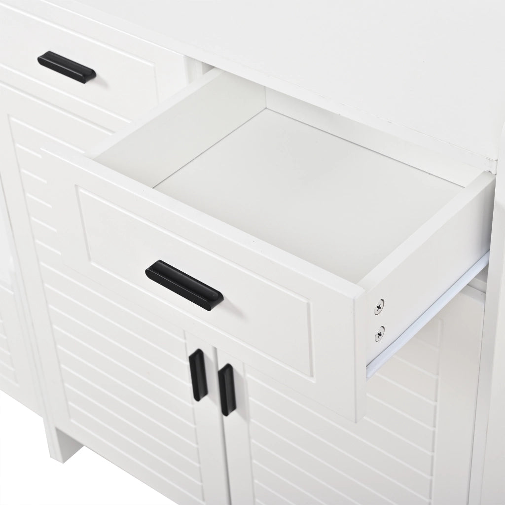 Set di mobili da ingresso con 2 ante 2 cassetti 6 ripiani e 8 ganci in MDF bianco
