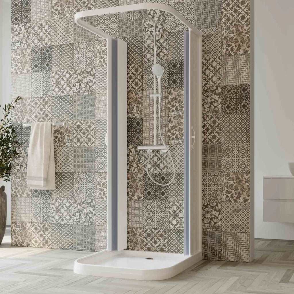 Box doccia a 3 lati in PVC a soffietto 100x100x100 cm H 185 mod. Narciso con apertura centrale