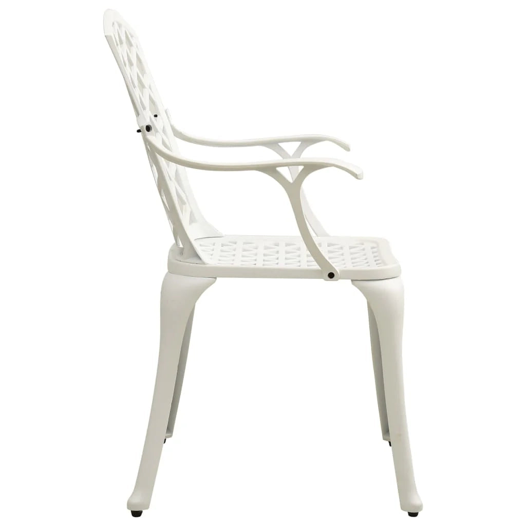 Set da bistrot da giardino composto da 5 pezzi in alluminio pressofuso bianco per esterni ideale per patio e giardino. Codice articolo: 02_0013530.